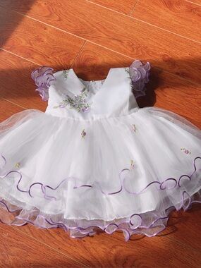 Princess Tulle Dress Toddler｜White Floral Embroidered Party Dress 🌷